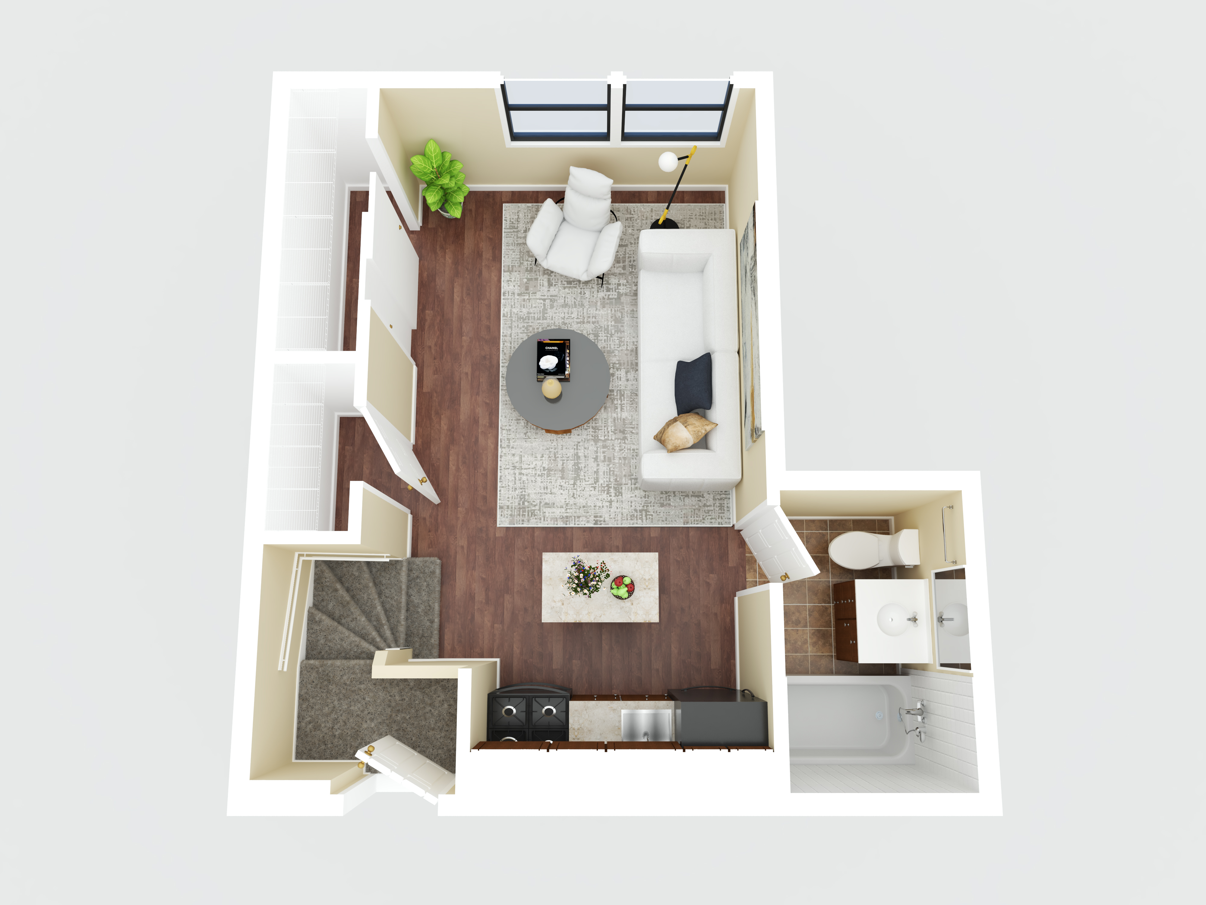Floor plan for studio, 1 bath, 275 sqft
